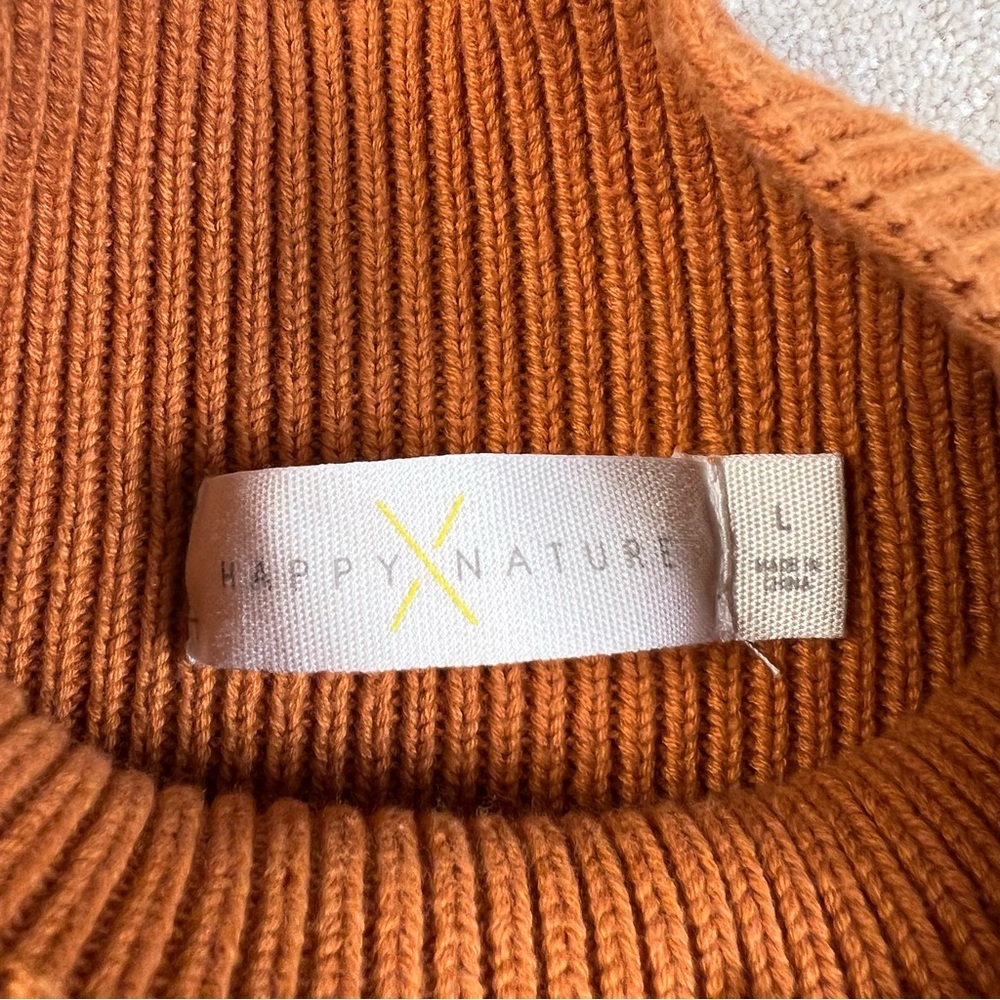 Happy Nature Sweater Dress Orange‎ Mock Neck Peplum Long Length Knit women's Lg - Picture 3 of 15